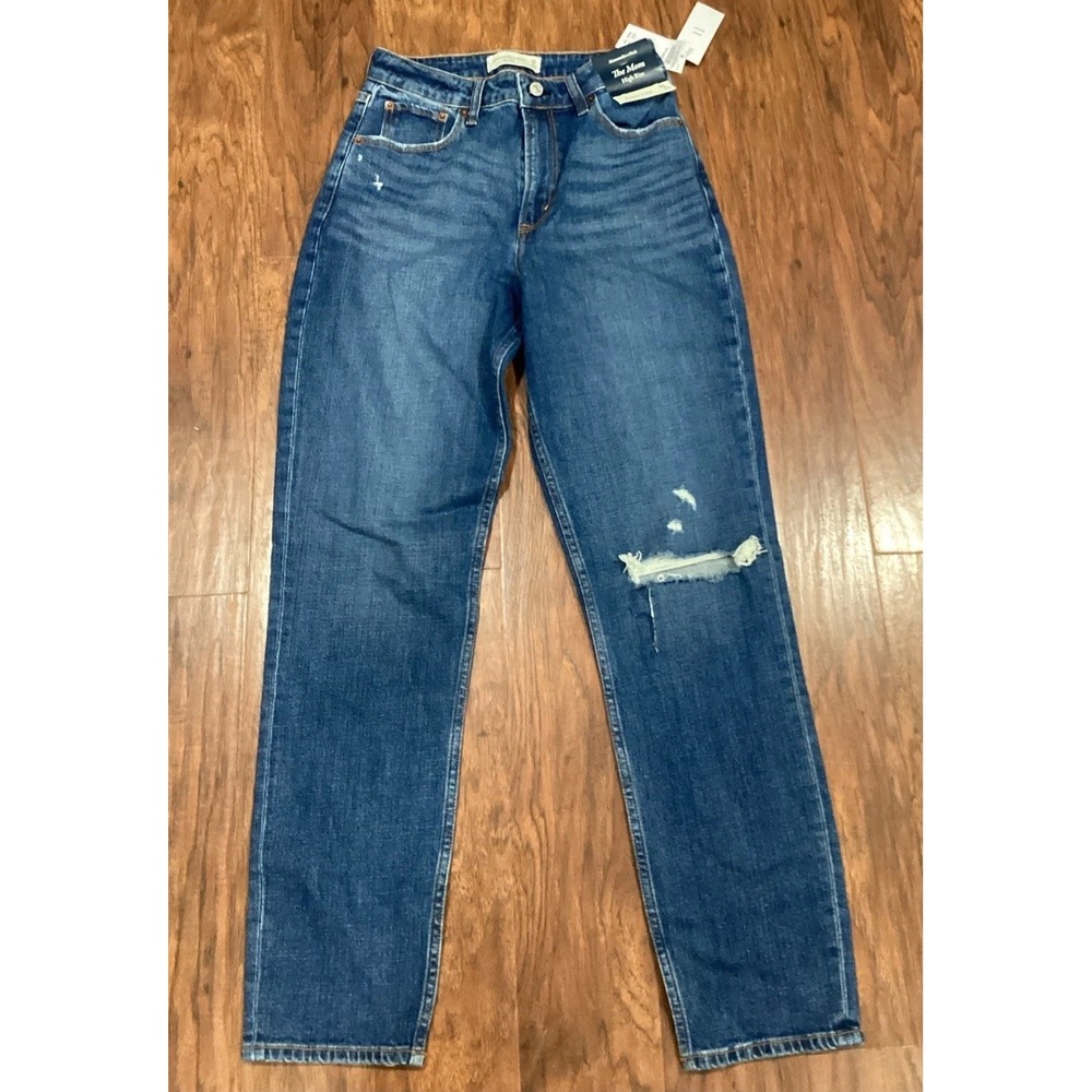 Abercrombie & Fitch CURVE LOVE High Rise Mom Jean Straight Leg Distressed 26 2XL